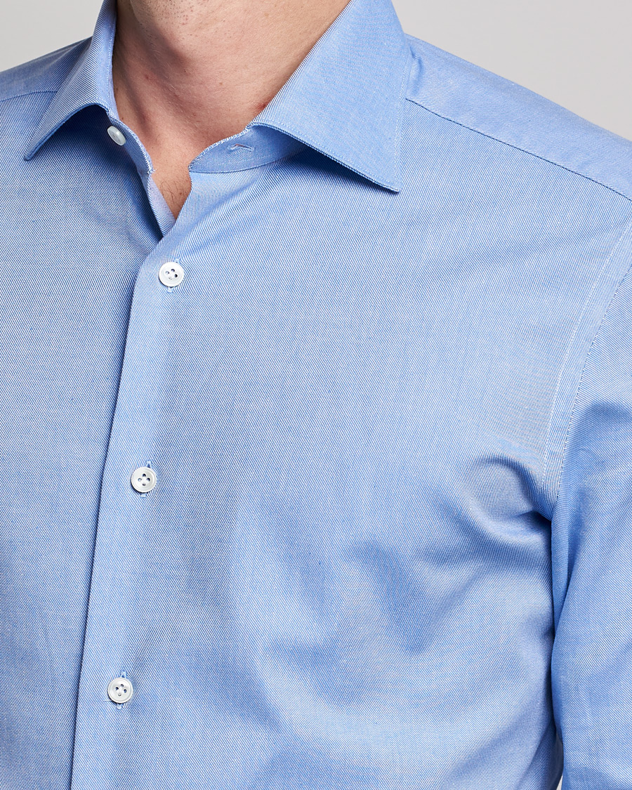 Uomini | Camicie | Mazzarelli | Soft Twill Cotton Shirt Light Blue
