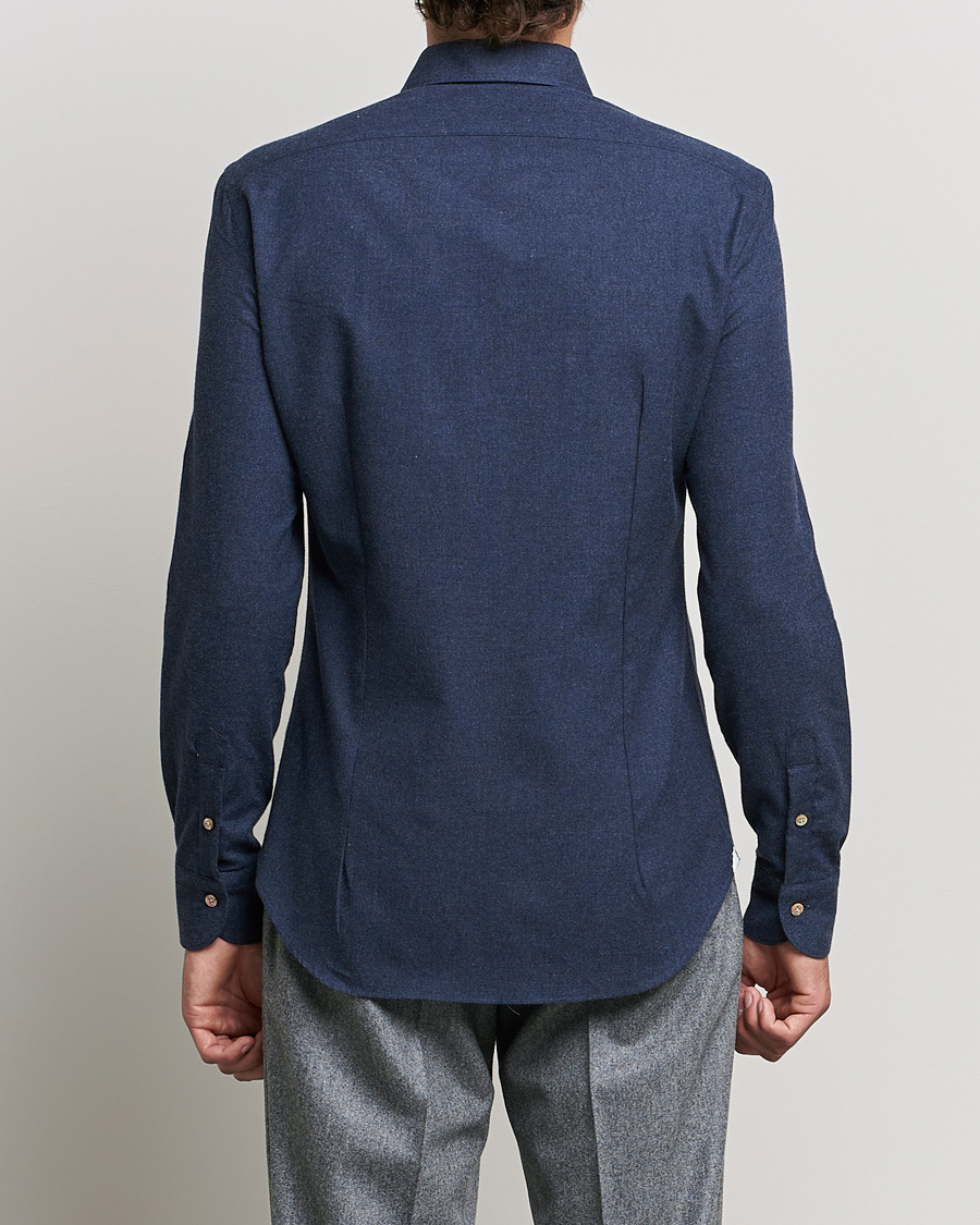 Uomini | Camicie | Mazzarelli | Soft Flannel Shirt Navy