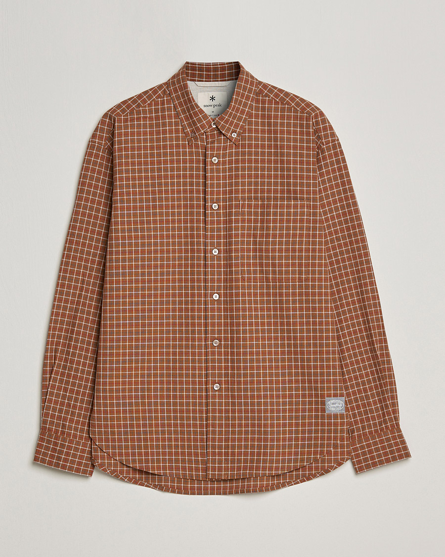 Uomini | Camicie | Snow Peak | Warm Cotton Button Down Shirt Brown Check