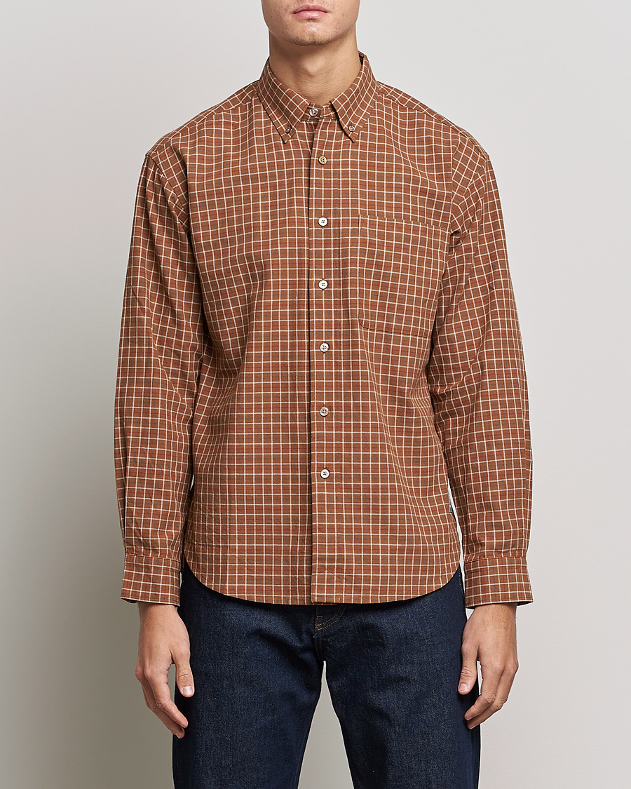 Uomini | Camicie | Snow Peak | Warm Cotton Button Down Shirt Brown Check