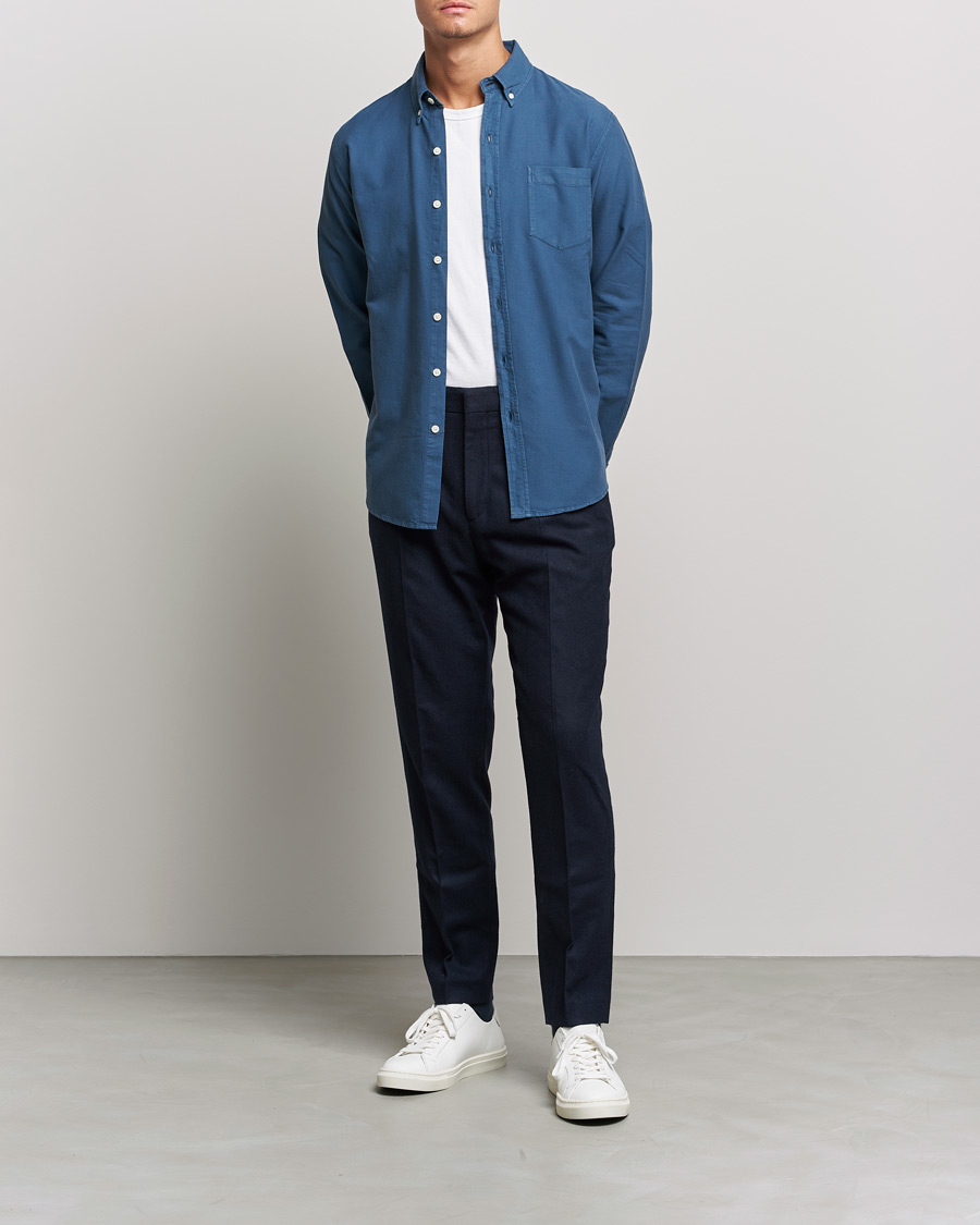 Uomini | Camicie | Colorful Standard | Classic Organic Oxford Button Down Shirt Petrol Blue