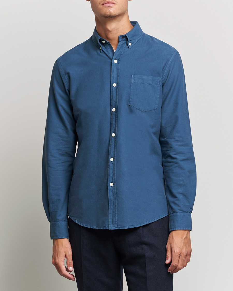 Uomini | Camicie | Colorful Standard | Classic Organic Oxford Button Down Shirt Petrol Blue
