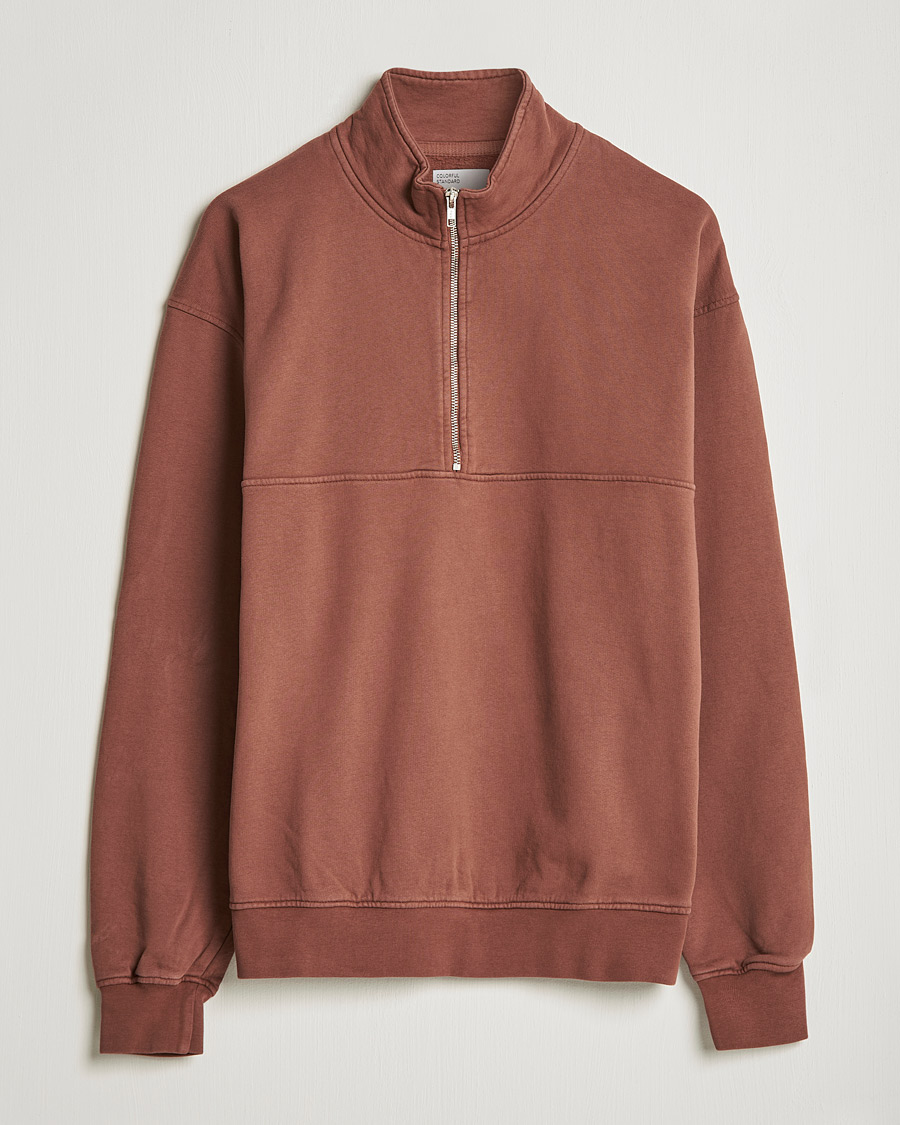 Uomini | Maglieria | Colorful Standard | Classic Organic Half-Zip Cinnamon Brown