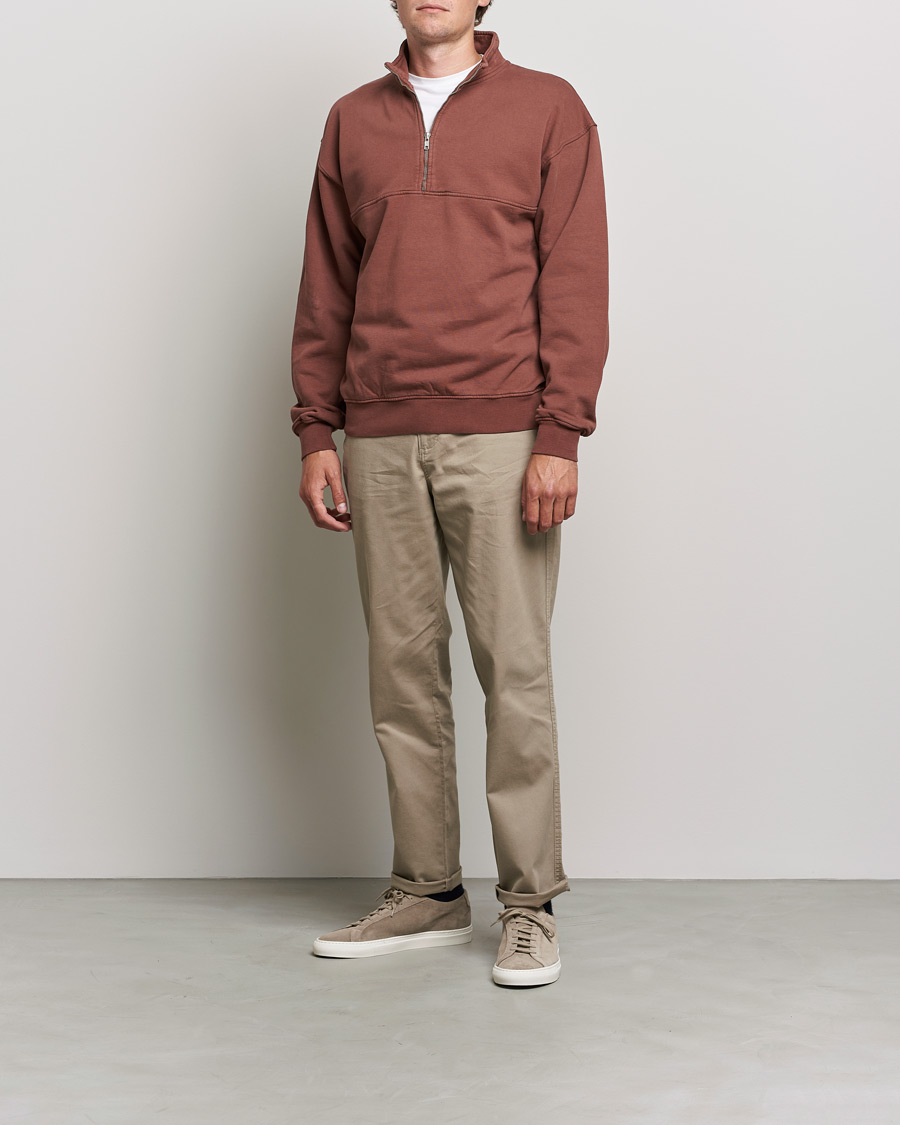 Uomini | Maglieria | Colorful Standard | Classic Organic Half-Zip Cinnamon Brown