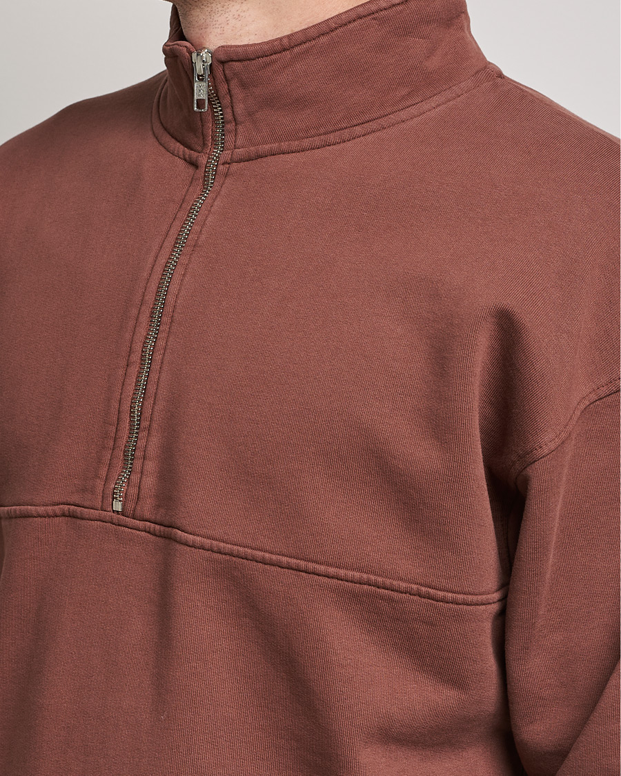 Uomini | Maglieria | Colorful Standard | Classic Organic Half-Zip Cinnamon Brown