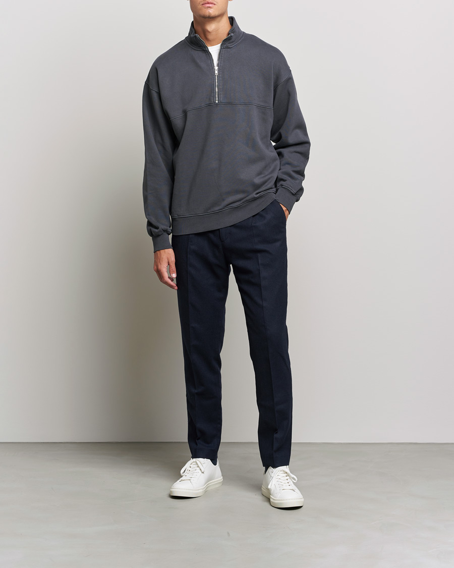 Uomini | Maglieria | Colorful Standard | Classic Organic Half-Zip Lava Grey