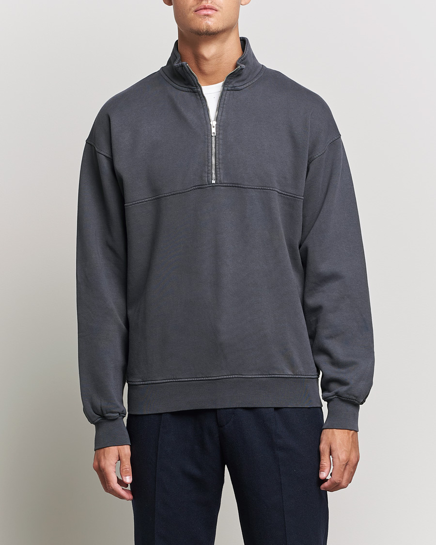 Uomini | Maglieria | Colorful Standard | Classic Organic Half-Zip Lava Grey