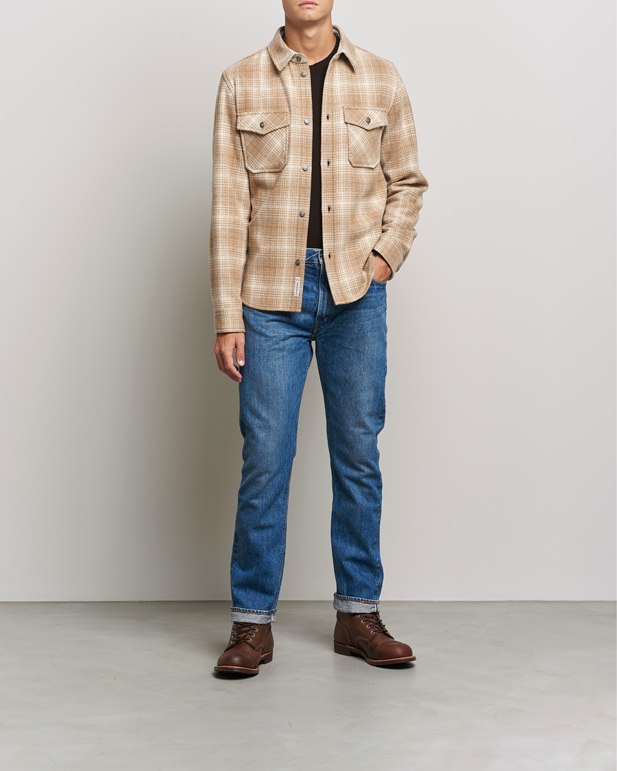Uomini | Camicie | Woolrich | Alaskan Melton Wool Overshirt Camel Hunting