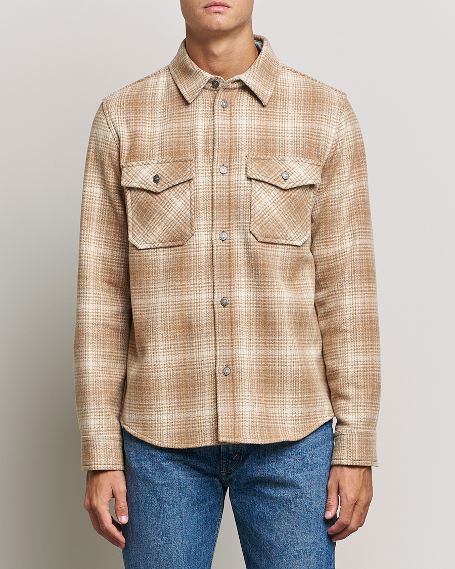 Uomini | Camicie | Woolrich | Alaskan Melton Wool Overshirt Camel Hunting