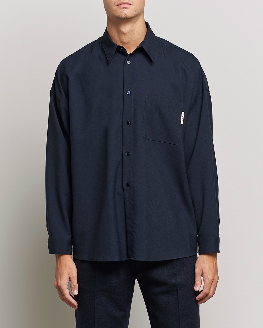 Uomini | Camicie | Marni | Tropical Wool Oversize Shirt Blublack