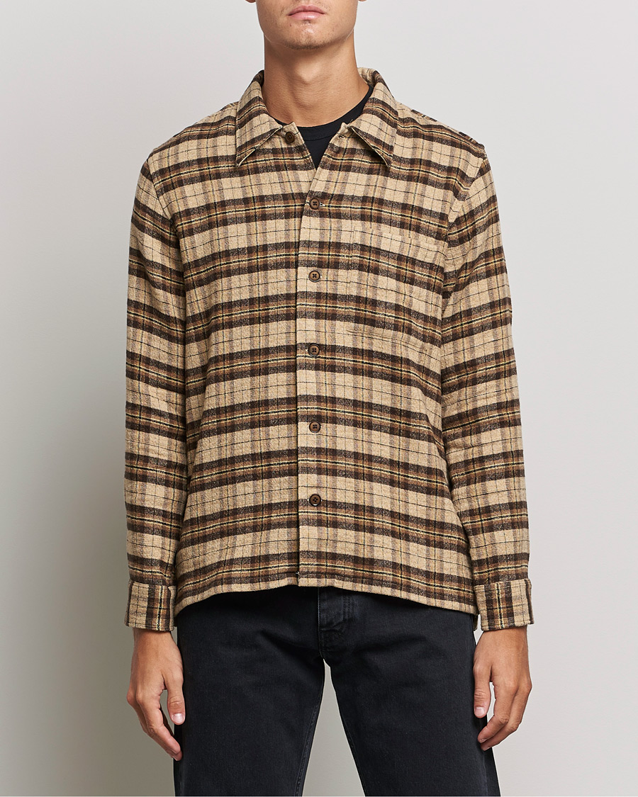 Uomini | Camicie | Sunflower | Spacey Wool Overshirt Brown Check