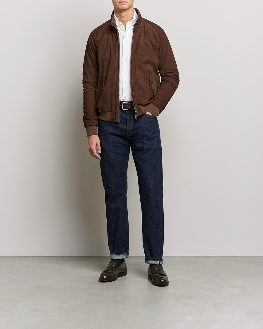 Uomini | Giacche | Baracuta | G9 Winter Suede Harrington Jacket Chocolate