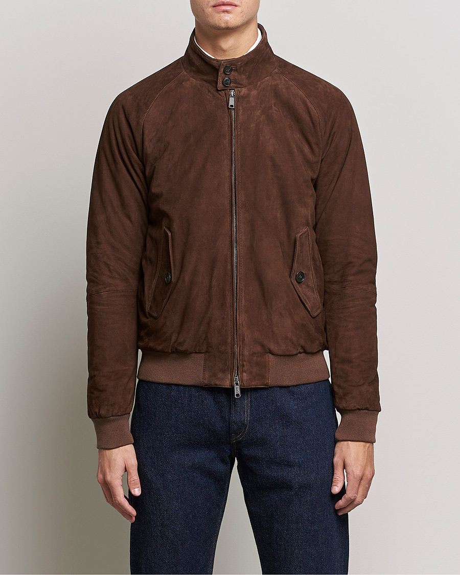 Uomini | Giacche | Baracuta | G9 Winter Suede Harrington Jacket Chocolate