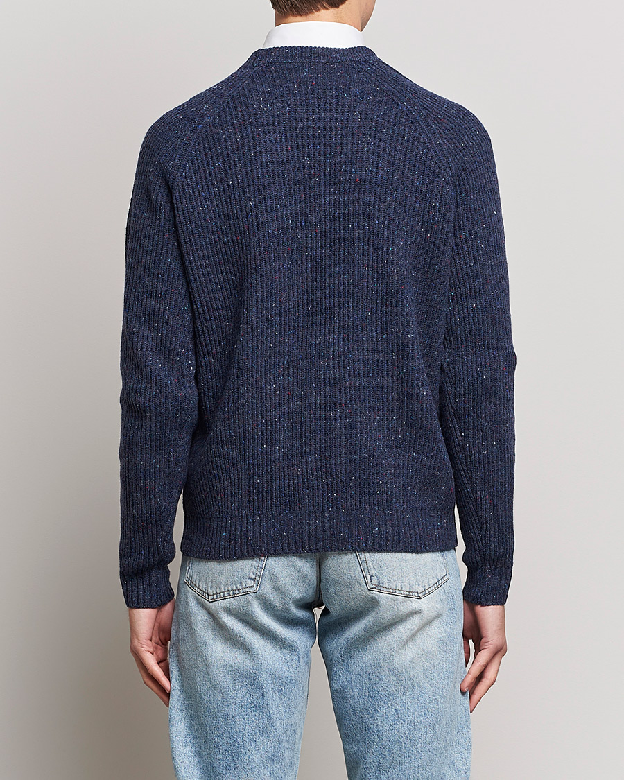 Uomini | Maglieria | Baracuta | Knop Yarn Raglan Crew Neck Dark Navy