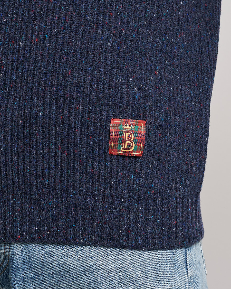 Uomini | Maglieria | Baracuta | Knop Yarn Raglan Crew Neck Dark Navy