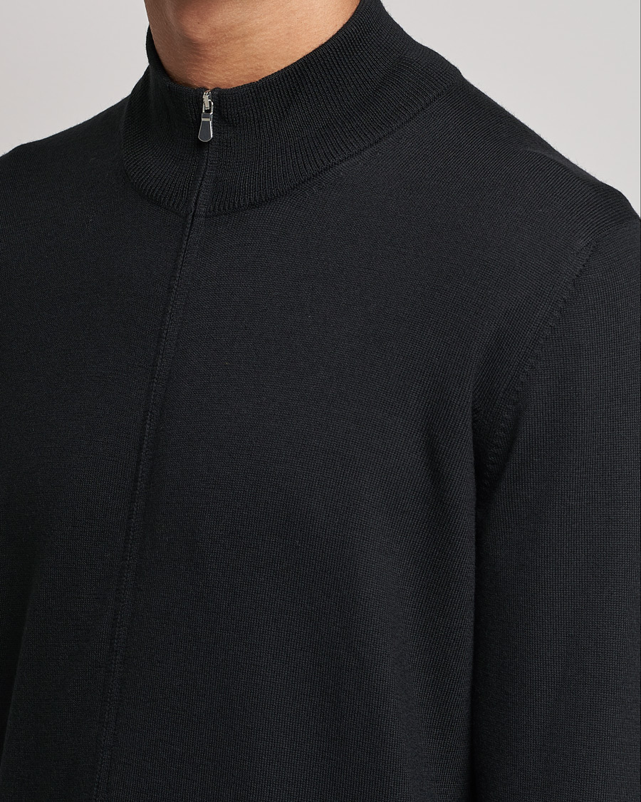 Uomini | Maglieria | Gran Sasso | Merino Fashion Fit Full Zip Black