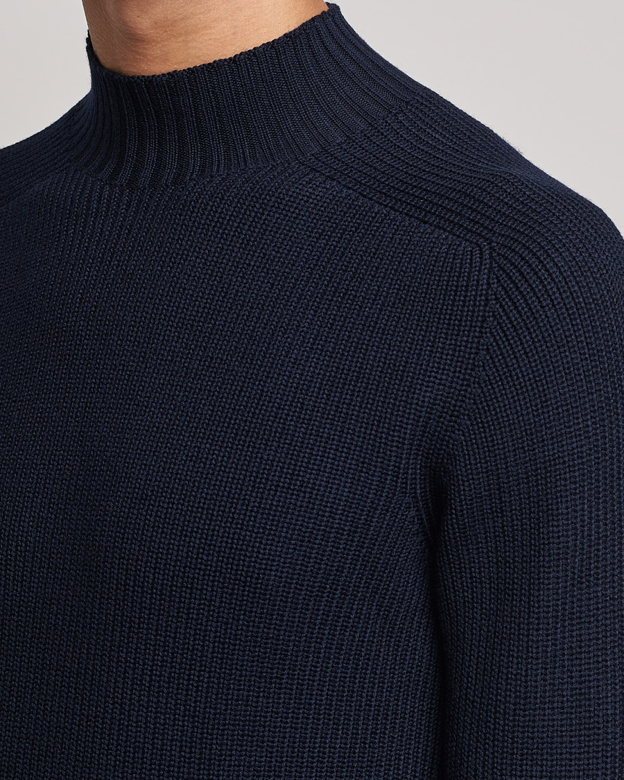 Uomini | Maglieria | Gran Sasso | Rainwool Mock Neck Navy