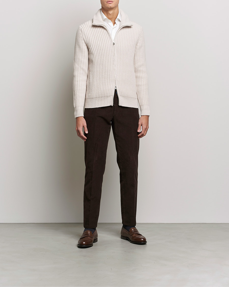 Uomini | Maglieria | Gran Sasso | Heavy Wool/Cashmere Full Zip Beige