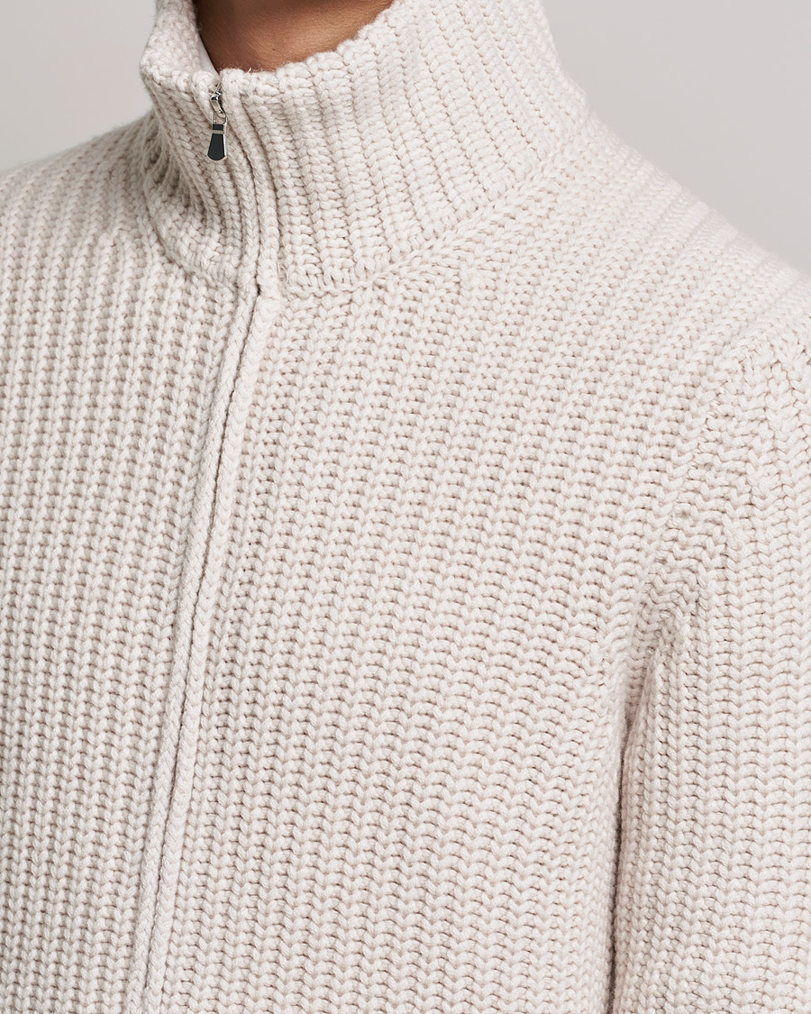 Uomini | Maglieria | Gran Sasso | Heavy Wool/Cashmere Full Zip Beige