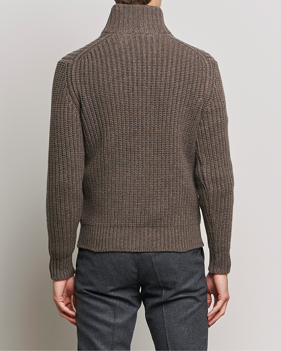 Uomini | Maglieria | Gran Sasso | Heavy Wool/Cashmere Full Zip Brown