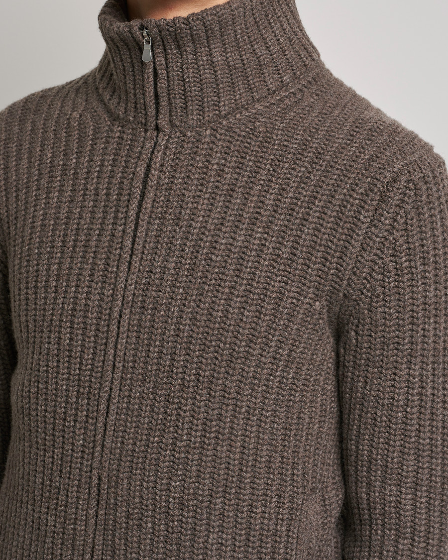 Uomini | Maglieria | Gran Sasso | Heavy Wool/Cashmere Full Zip Brown