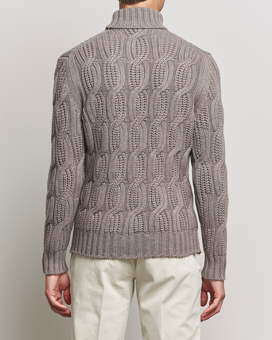 Uomini | Maglieria | Gran Sasso | Cable Knitted Wool/Cashmere Roll Neck Brown