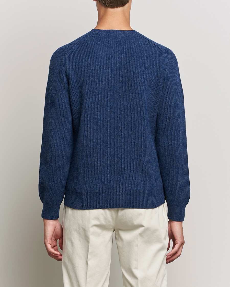 Uomini | Maglieria | Gran Sasso | Knitted Wool/Cashmere Structure Crewneck Navy