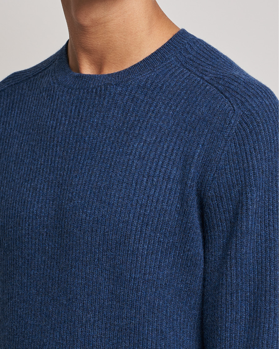 Uomini | Maglieria | Gran Sasso | Knitted Wool/Cashmere Structure Crewneck Navy