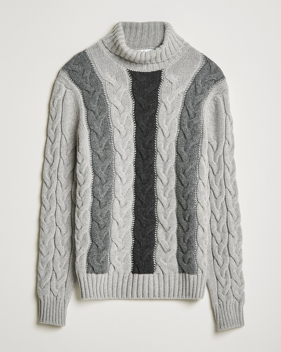 Uomini | Maglieria | Gran Sasso | Cable Knitted Wool Rollneck Grey