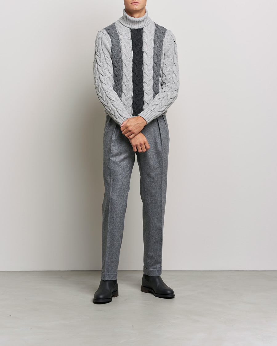 Uomini | Maglieria | Gran Sasso | Cable Knitted Wool Rollneck Grey