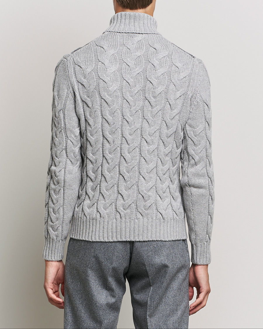 Uomini | Maglieria | Gran Sasso | Cable Knitted Wool Rollneck Grey