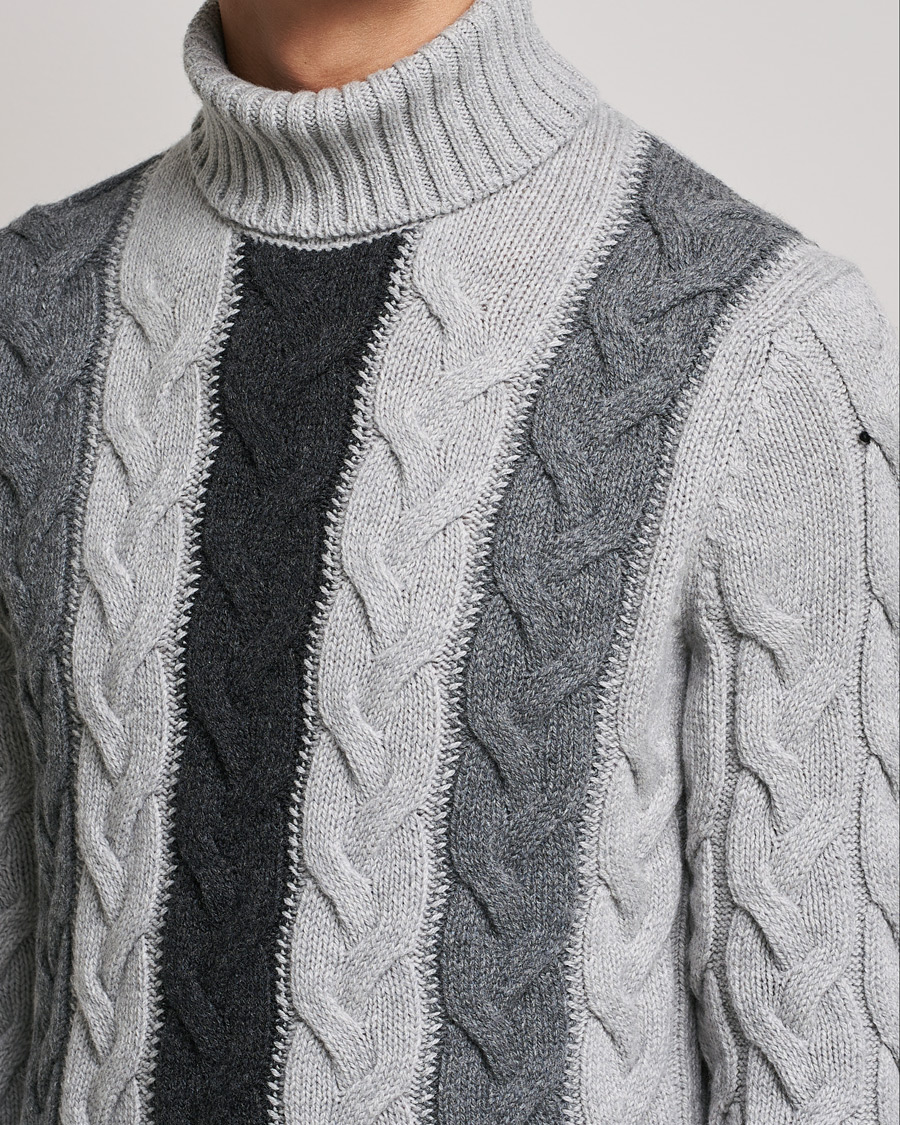 Uomini | Maglieria | Gran Sasso | Cable Knitted Wool Rollneck Grey