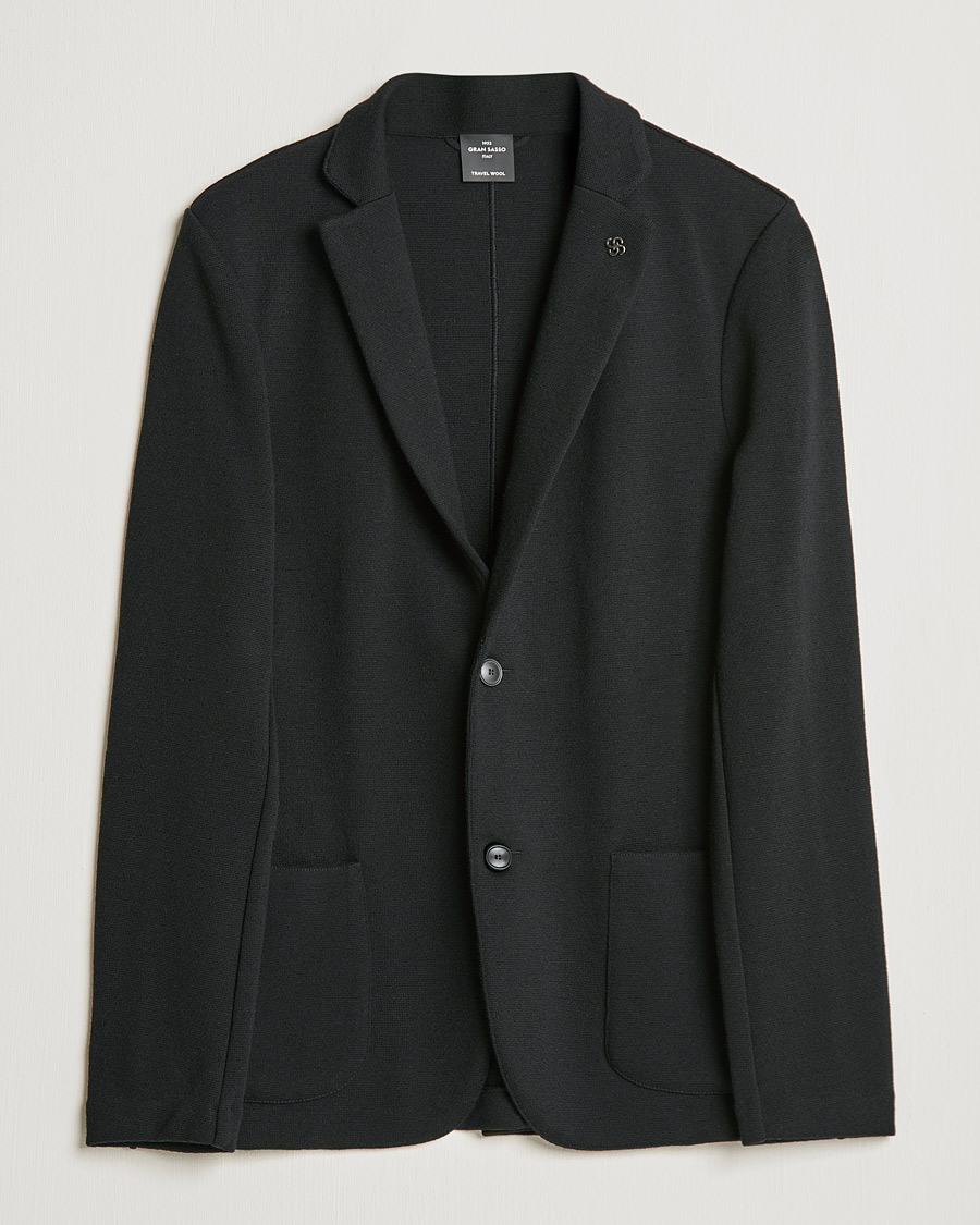 Uomini | Blazers | Gran Sasso | Travel Wool Knitted Jacket Black