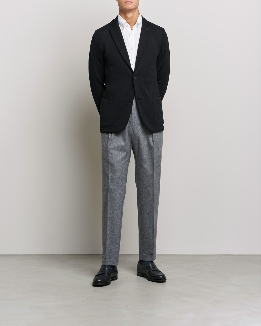 Uomini | Blazers | Gran Sasso | Travel Wool Knitted Jacket Black