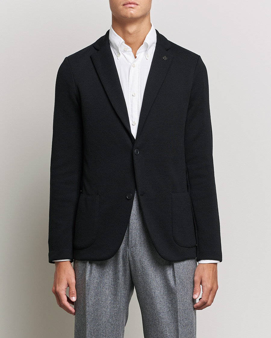 Uomini | Blazers | Gran Sasso | Travel Wool Knitted Jacket Black
