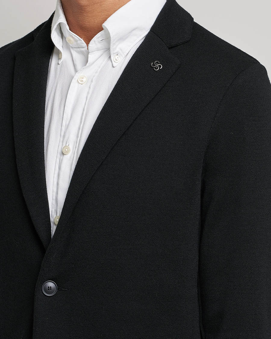 Uomini | Blazers | Gran Sasso | Travel Wool Knitted Jacket Black