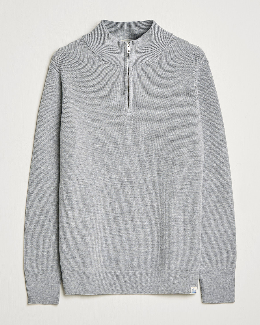 Uomini | Maglieria | Merz b. Schwanen | Merino Wool Half Zip Grey Mel