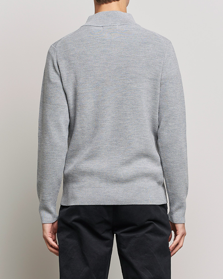 Uomini | Maglieria | Merz b. Schwanen | Merino Wool Half Zip Grey Mel