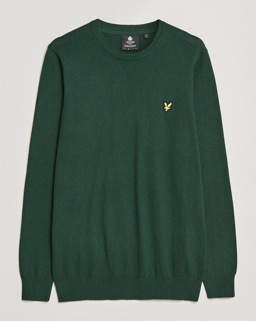 Uomini | Maglieria | Lyle & Scott | Crew Neck Cotton/Merino Jumper Dark Green