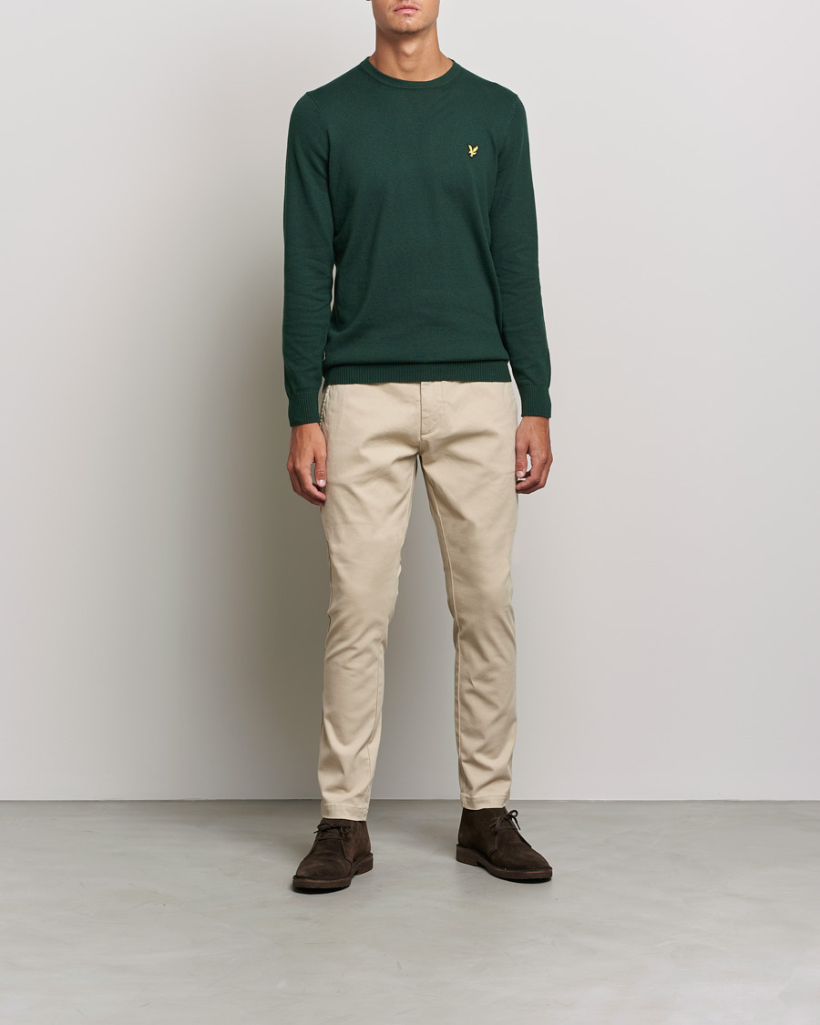 Uomini | Maglieria | Lyle & Scott | Crew Neck Cotton/Merino Jumper Dark Green