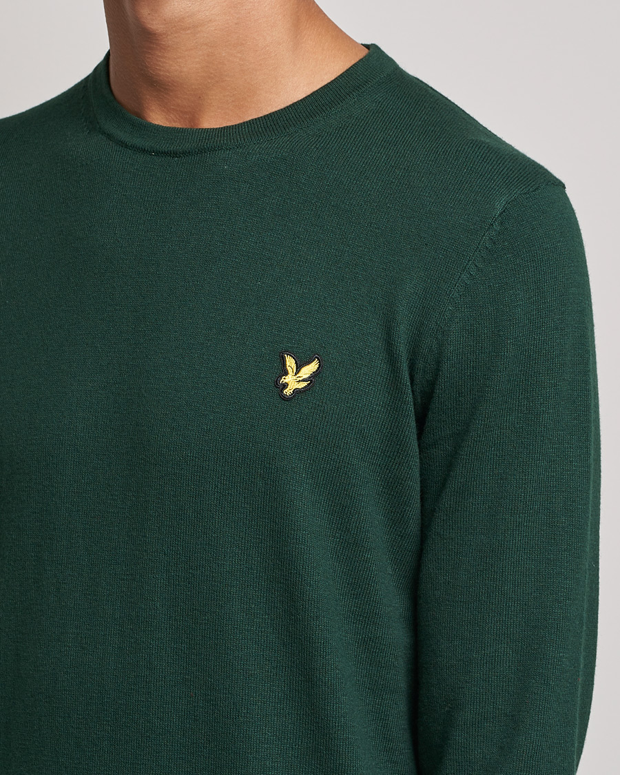 Uomini | Maglieria | Lyle & Scott | Crew Neck Cotton/Merino Jumper Dark Green