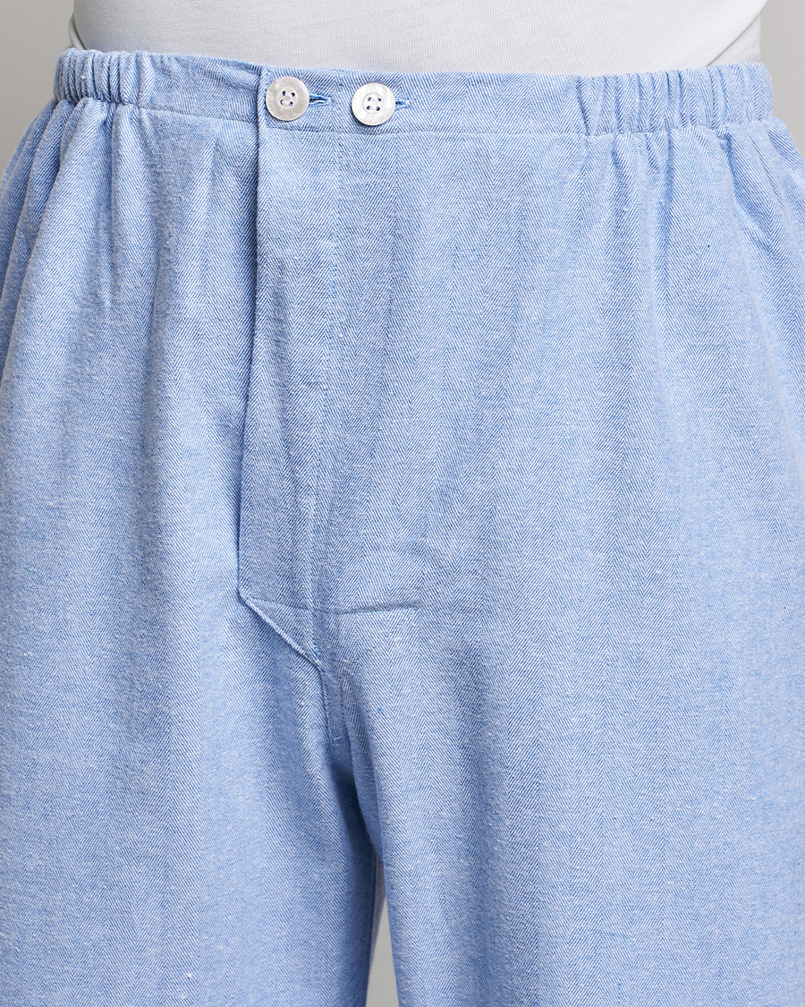 Uomini | Accappatoi & Pigiami | Derek Rose | Brushed Cotton Flannel Herringbone Pyjama Set Blue