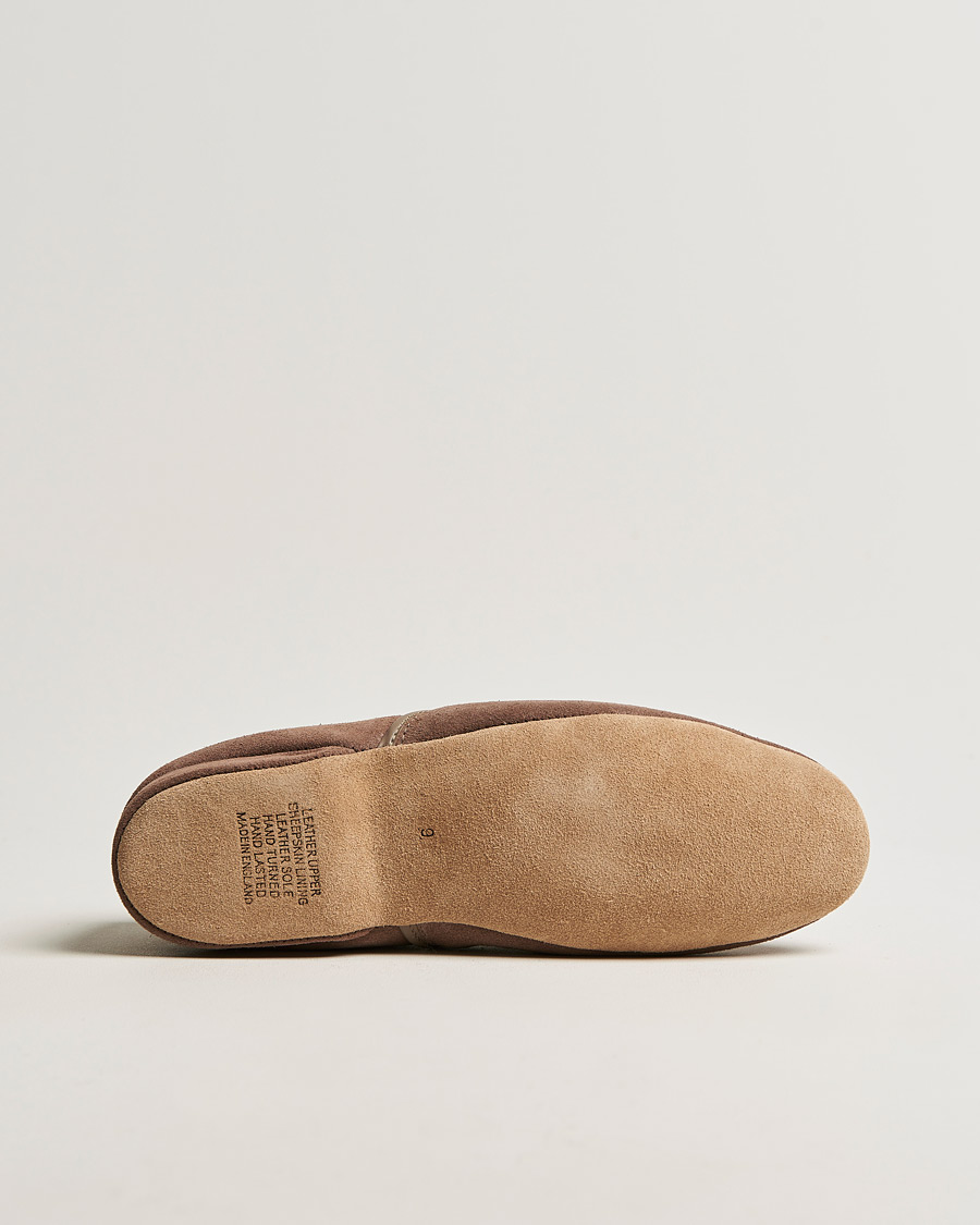 Uomini | Derek Rose Crawford Sheepskin Suede Slippers Beige | Derek Rose | Crawford Sheepskin Suede Slippers Beige