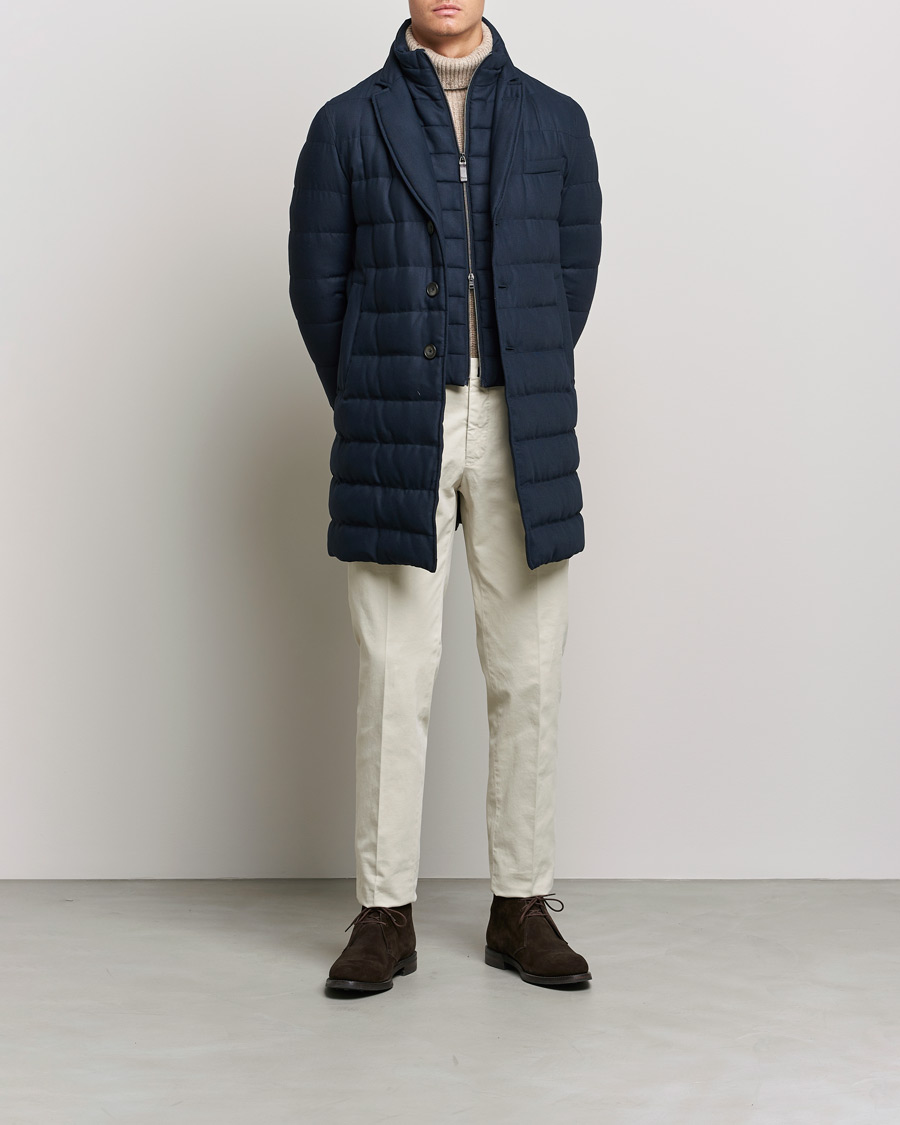 Uomini | Giacche | Herno | Flannel Down Coat Navy