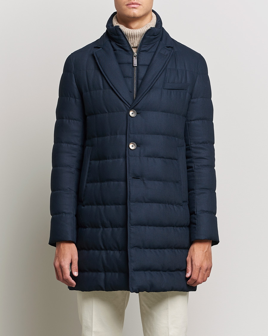 Uomini | Giacche | Herno | Flannel Down Coat Navy