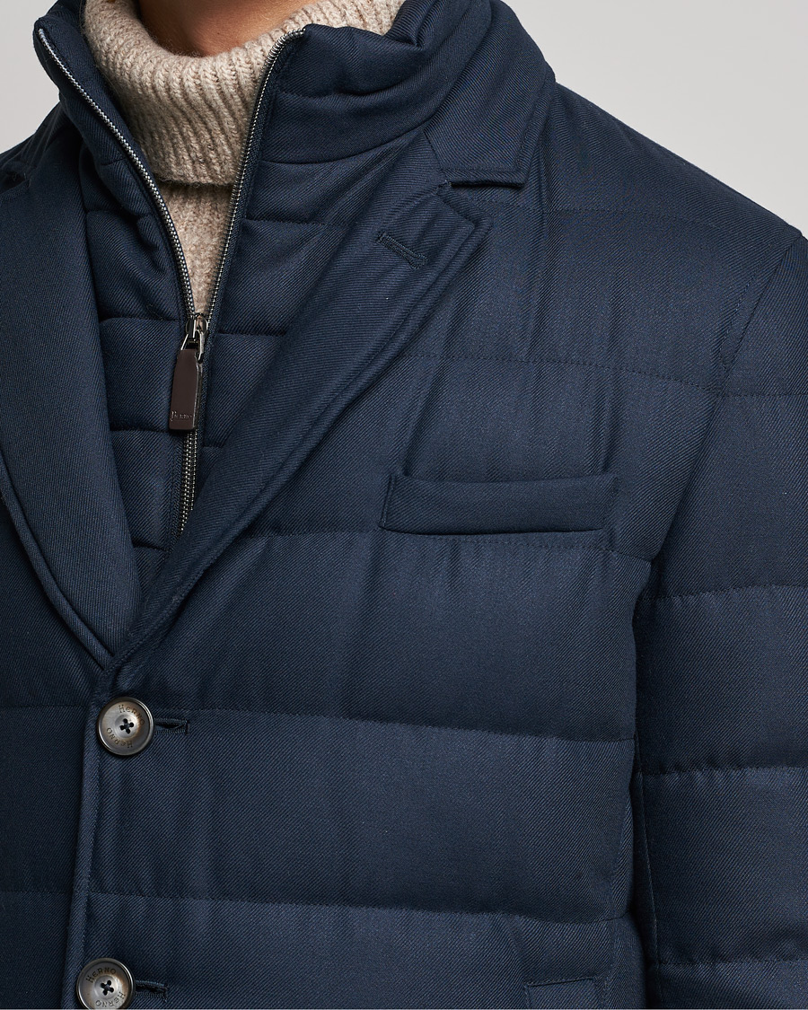 Uomini | Giacche | Herno | Flannel Down Coat Navy
