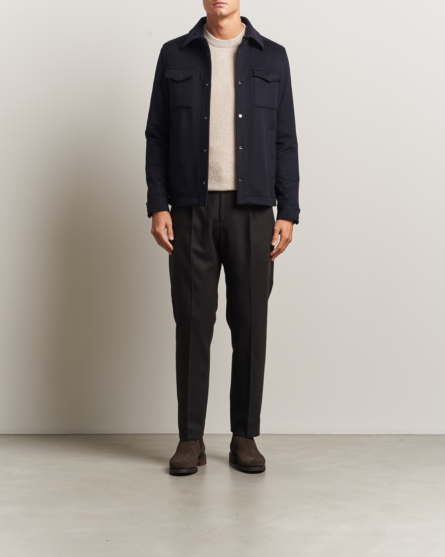 Uomini | Camicie | Herno | Cashmere Overshirt Navy