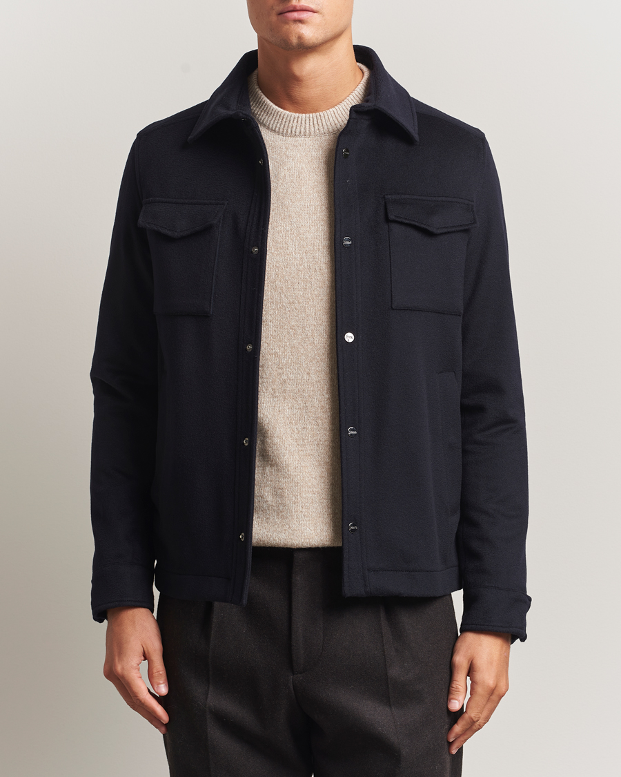 Uomini | Camicie | Herno | Cashmere Overshirt Navy