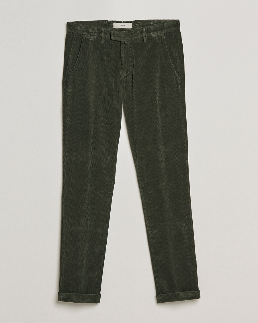 Uomini | Pantaloni | Briglia 1949 | Slim Fit Corduroy Trousers Dark Green