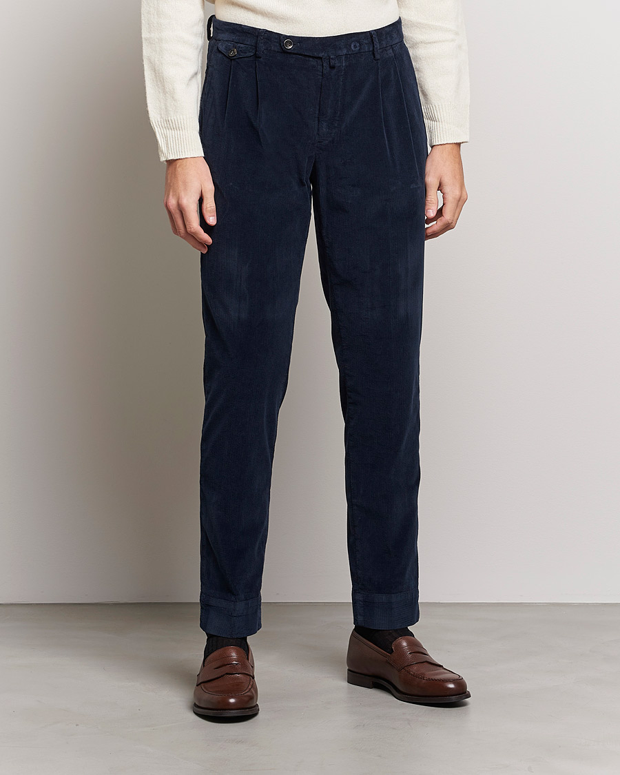 Uomini | Pantaloni | Briglia 1949 | Easy Fit Corduroy Trousers Navy
